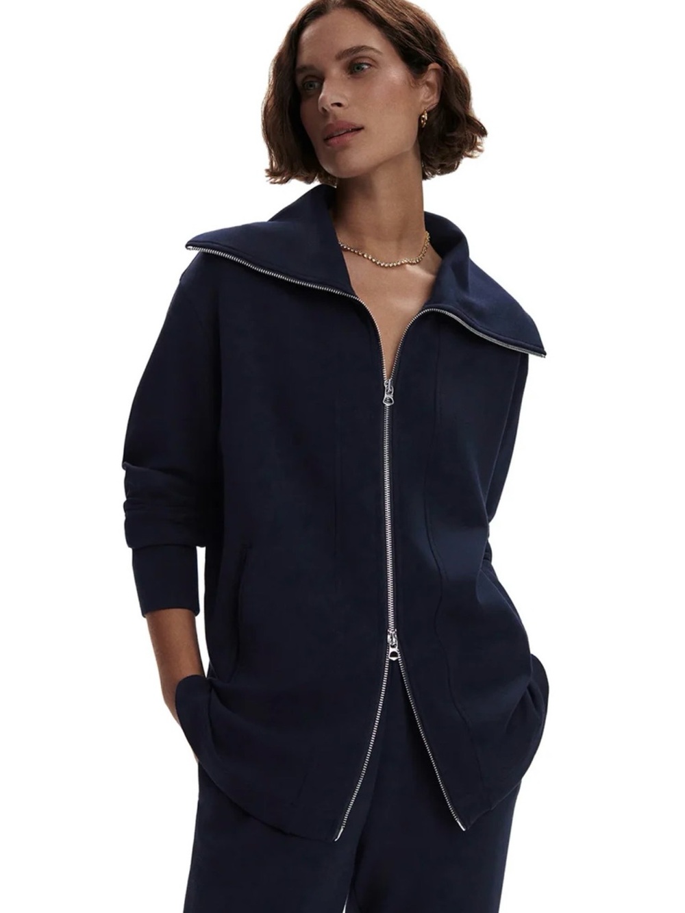 Varley Raleigh Zip Through Sweat Black Jacket Athleisure Modern Sleek Gym Yoga